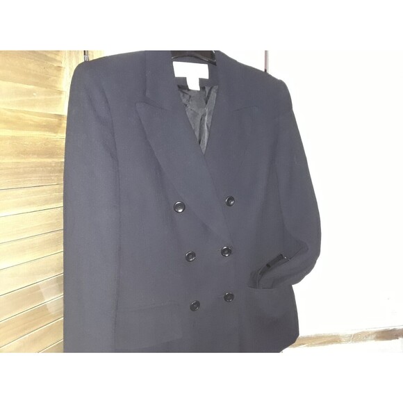 Jones New York Women's Blazer Size 6 Wool Blend Lined Double Breasted Black - Picture 2 of 8